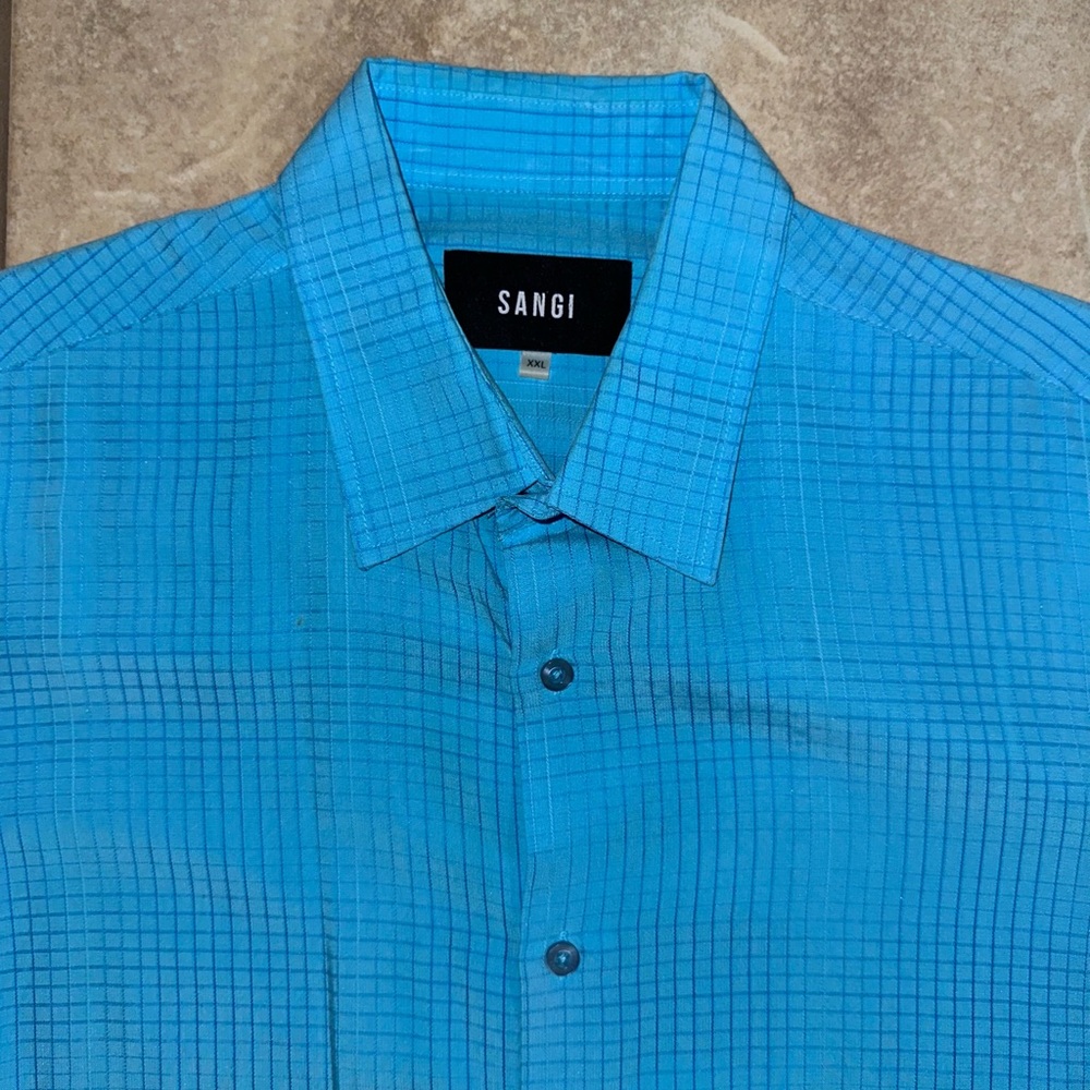 Men's Blue High End Blue Sangi Button down shirt XXL